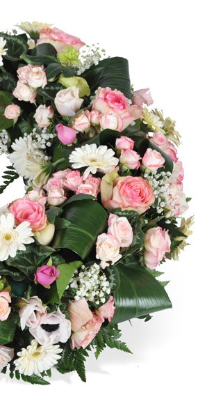 mosaïque : demi couronne rose & blanche Infinie tendresse