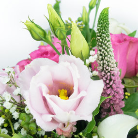 mosaïque : macro sur un lisianthus du Bouquet rond de fleurs Lily Rose