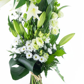 mosaïque : vue sur le bas du Bouquet de deuil blanc, Condoléances