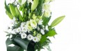 zoom sur le centre du Bouquet de deuil blanc, Condoléances