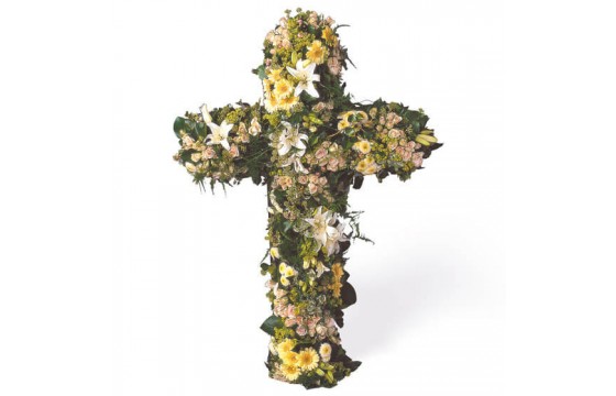 L'Agitateur Floral | image de la grande croix en fleurs pour un deuil Universel