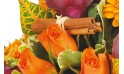 zoom sur une rosette orange et des branche de canelles