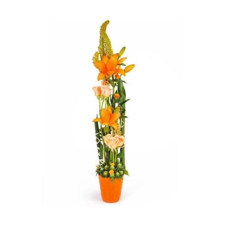 L'Agitateur Floral | image de la composition en hauteur dans les tons orange Unique