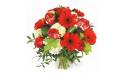 L'Agitateur Floral | image du bouquet rond de fleurs dans les tons rouges