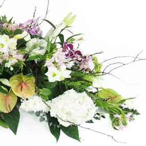 image Dessus de cercueil rose, mauve & blanc "Calliope" | L'Agitateur Floral