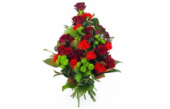 image de la Gerbe de fleurs à la main rouge et blanche "Zeus" | L'Agitateur Floral