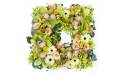 Image Carré de fleurs piquées tons vert, jaune et saumon "Pan" | L'Agitateur Floral