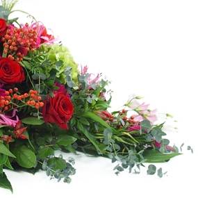image de la Raquette de deuil rouges, fuchsias & roses "Korinthos" |  L'Agitateur Floral