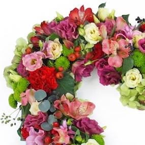 Zoom droit du Coeur de deuil de fleurs roses & rouges "Laodicée" | L'Agitateur Floral
