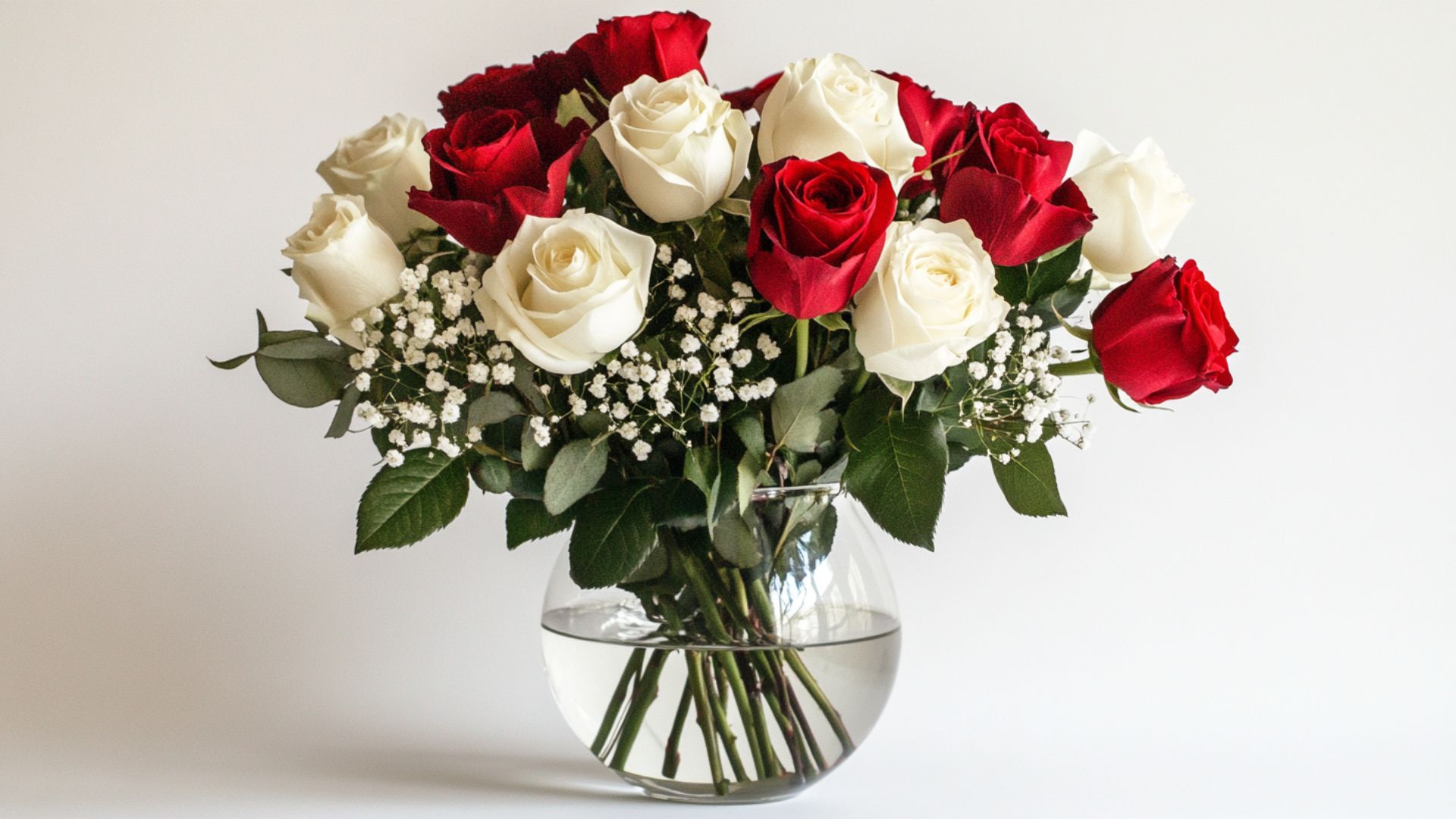 Bouquet de roses rouges et blanches exprimant la tendresse éternelle
