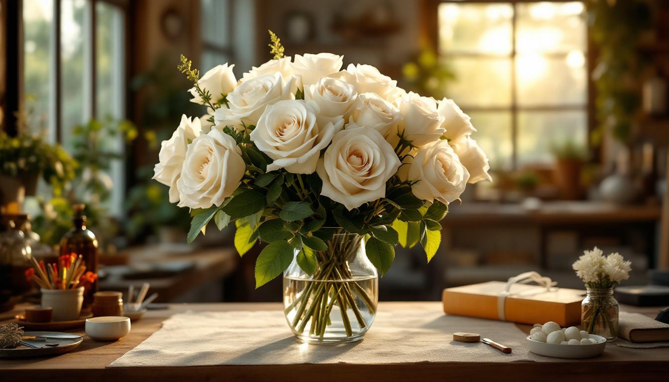 Variétés premium roses blanches collection
