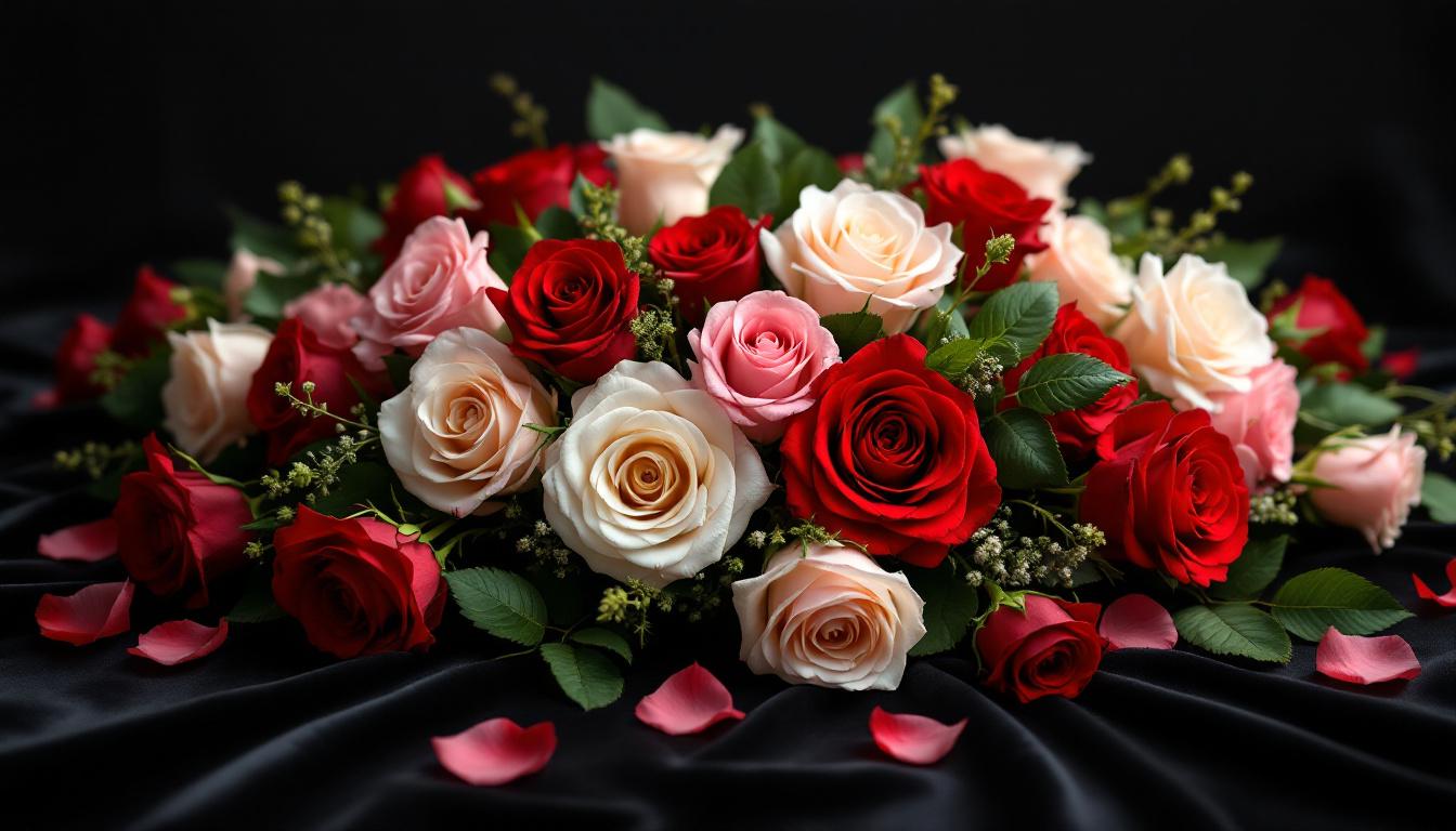 Roses rouges blanches roses combinaison couleurs nombres symboliques