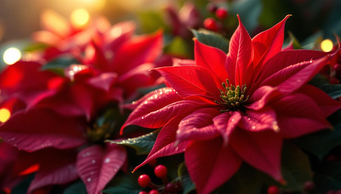 Poinsettia rouge cyclamen hellébore fleurs Noël traditionnelles