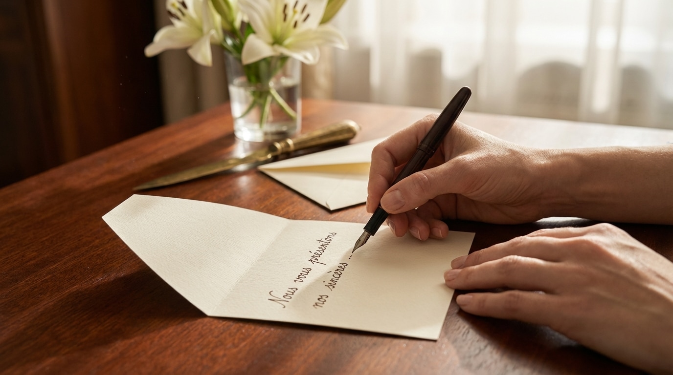 Carte condoléances deuil mots justes