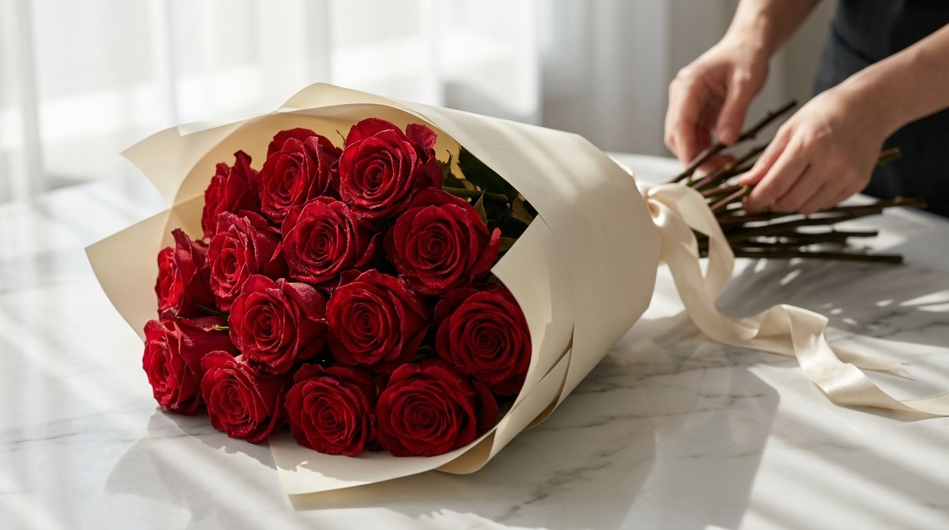 Roses rouges Saint Valentin bouquet amour